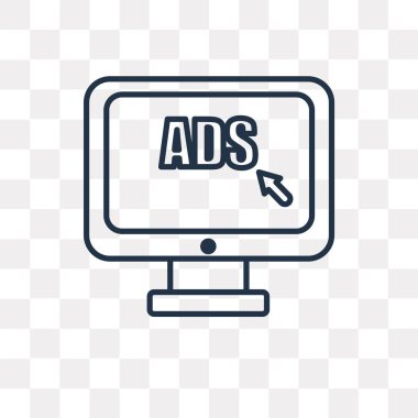 Vektör anahat simgesini şeffaf arka plan üzerinde izole reklam, yüksek kalitede doğrusal reklam saydamlık kavramı kullanılan web ve mobil olabilir