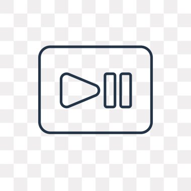 Kullandığınız web ve mobil video oynatıcı vektör anahat simgesini şeffaf arka plan üzerinde yüksek kalitede doğrusal Video oyuncu saydamlık kavramı izole olabilir