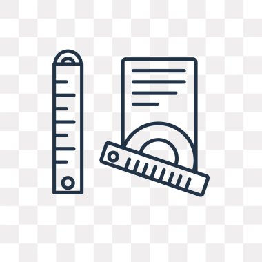 Cetvel vektör anahat simgesini şeffaf arka plan üzerinde yüksek kalitede doğrusal cetvel saydamlık kavramı izole olabilir kullanılan web ve mobil