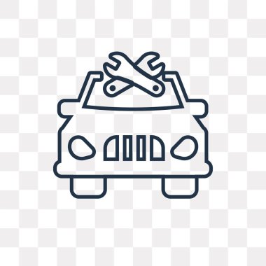 Araba tamir ekipmanları vektör anahat simgesini şeffaf arka plan üzerinde yüksek kaliteli onarım ekipman saydamlık kavramı ile doğrusal araba-ebilmek var olmak izole ile kullanılan web ve mobil