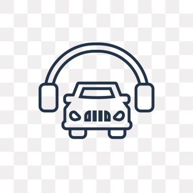 Araba ve kulaklık üzerinde şeffaf arka plan izole anahat simgesini vektör, yüksek kalitede doğrusal araba ve kulaklık saydamlık kavramı kullanılan web ve mobil olabilir