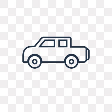 Saydam arka plan üzerinde yüksek kalitede doğrusal Pick up kamyon saydamlık kavramı-ebilmek var olmak izole kamyon vektör anahat simgesini almak kullanılan web ve mobil