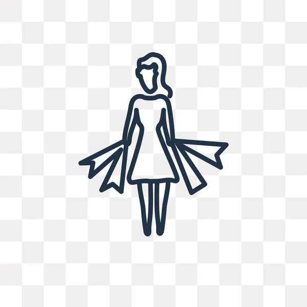 Vrouw Shopping Vector Overzicht Pictogram Geïsoleerd Transparante Achtergrond Hoge Kwaliteit — Stockvector