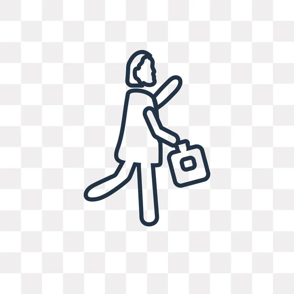 Woman Going Work Icône Vectorielle Contour Isolé Sur Fond Transparent — Image vectorielle