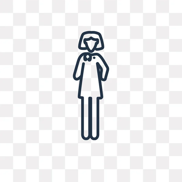 Mujer Doctor Vector Esquema Icono Aislado Sobre Fondo Transparente Lineal — Vector de stock
