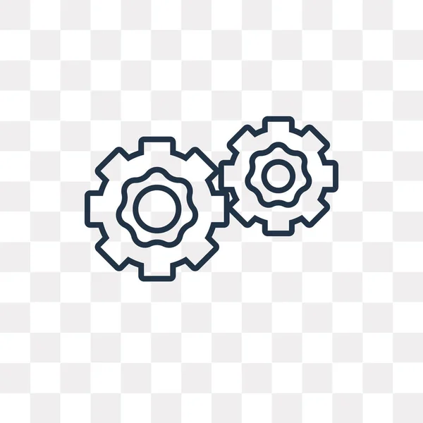 Dos Cogwheels Vector Contorno Icono Aislado Sobre Fondo Transparente Lineal — Archivo Imágenes Vectoriales