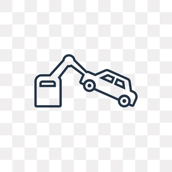 Car Crane Vector Outline Icon Isolato Sfondo Trasparente Concetto Trasparenza — Vettoriale Stock