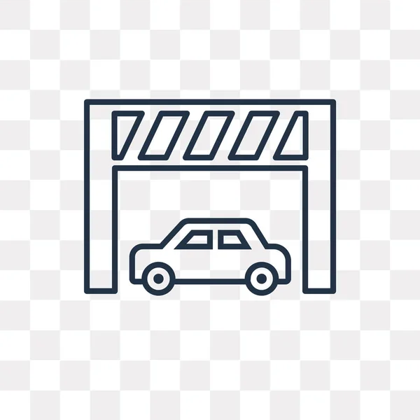 Auto Een Garage Vector Overzicht Pictogram Geïsoleerd Transparante Achtergrond Hoge — Stockvector