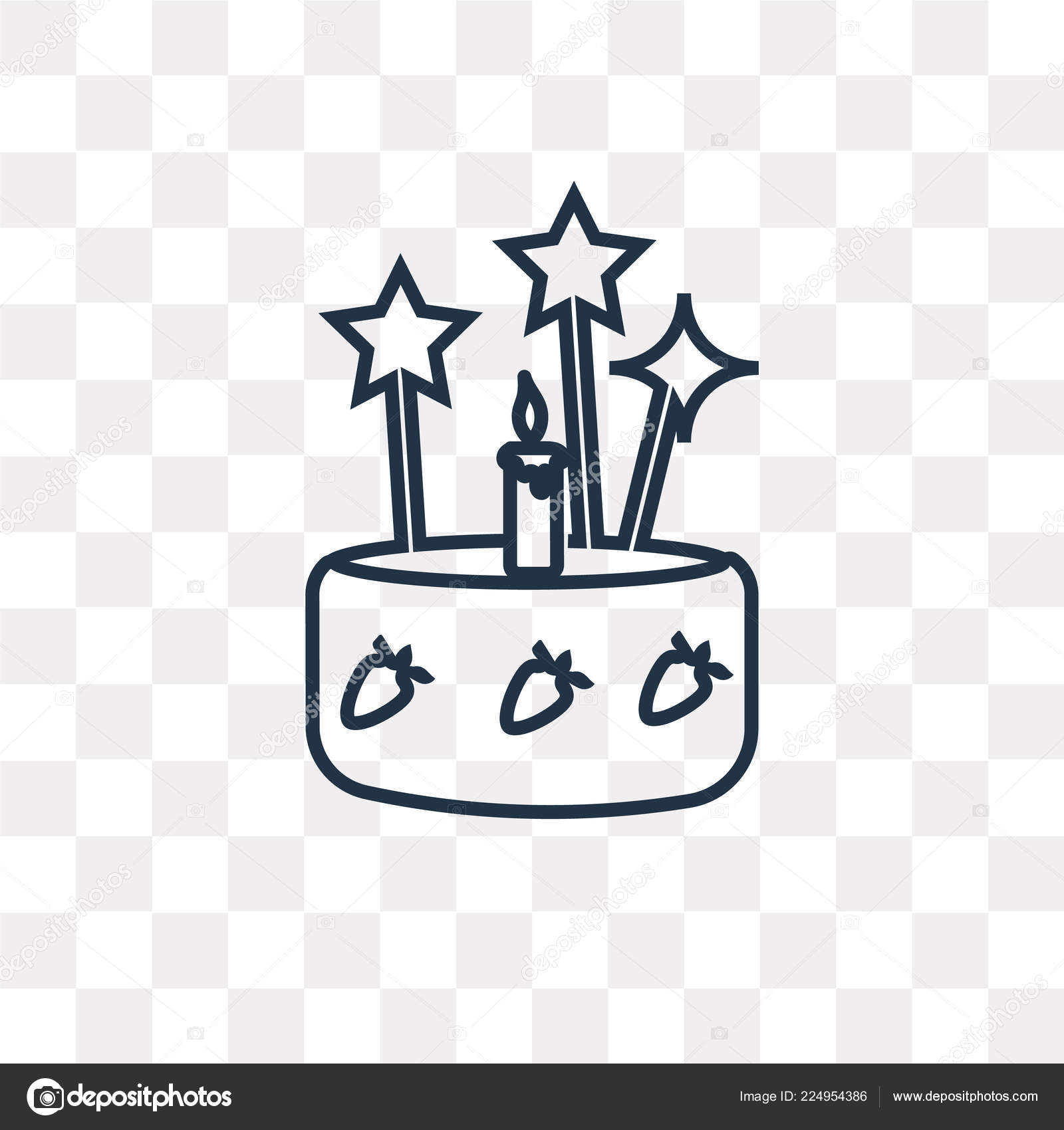 Cake Three Candles Vector Outline Icon Isolated Transparent Background High Vector Image By C Mmvector Vector Stock
