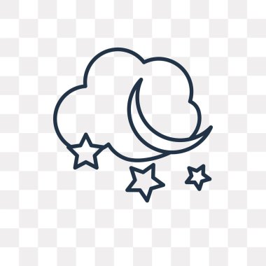 Gece vektör anahat simgesini şeffaf arka plan üzerinde yüksek kalitede doğrusal gece saydamlık kavramı izole olabilir kullanılan web ve mobil