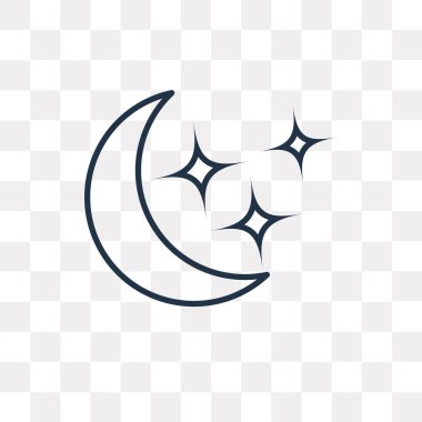 Gece vektör anahat simgesini şeffaf arka plan üzerinde yüksek kalitede doğrusal gece saydamlık kavramı izole olabilir kullanılan web ve mobil