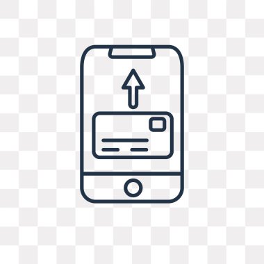 Mobil ödeme vektör anahat simgesini şeffaf arka plan üzerinde yüksek kalitede doğrusal hareket eden ödeme saydamlık kavramı izole olabilir kullanılan web ve mobil