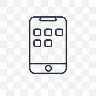 Akıllı telefon vektör anahat simgesini şeffaf arka plan üzerinde yüksek kalitede doğrusal Smartphone saydamlık kavramı izole olabilir kullanılan web ve mobil