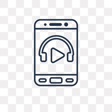 Müzik player vektör anahat simgesini şeffaf arka plan üzerinde yüksek kalitede doğrusal müzik oyuncu saydamlık kavramı izole olabilir kullanılan web ve mobil