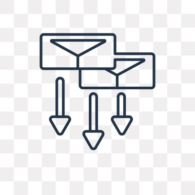 Yazışma vektör anahat simgesini şeffaf arka plan üzerinde yüksek kalitede doğrusal yazışma saydamlık kavramı izole olabilir kullanılan web ve mobil