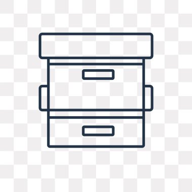 Arşiv vektör anahat simgesini şeffaf arka plan üzerinde yüksek kalitede doğrusal arşiv saydamlık kavramı izole olabilir kullanılan web ve mobil