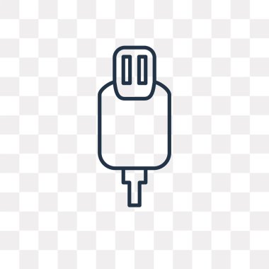 Tak vektör anahat simgesini şeffaf arka plan üzerinde izole şarj, yüksek kalitede doğrusal şarj fişi saydamlık kavramı kullanılan web ve mobil olabilir