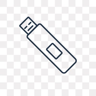 Flash sürücü vektör anahat simgesini şeffaf arka plan üzerinde yüksek kalitede doğrusal birden parlamak götürmek saydamlık kavramı izole olabilir kullanılan web ve mobil