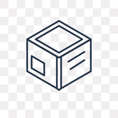 Kutusu vektör anahat simgesini şeffaf arka plan üzerinde yüksek kalitede doğrusal saydamlık kavramı kutu izole olabilir kullanılan web ve mobil