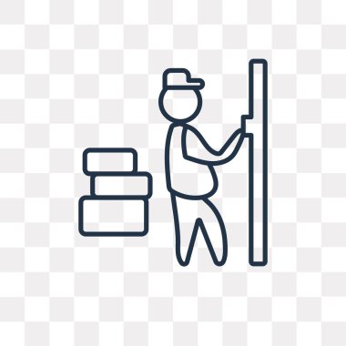 Teslimat adam vektör anahat simgesini şeffaf arka plan üzerinde yüksek kalitede doğrusal teslim adam saydamlık kavramı izole olabilir kullanılan web ve mobil