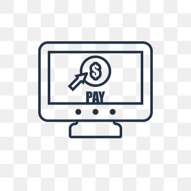 Saydam arka plan üzerinde yüksek kalitede doğrusal Pay per tıklayın saydamlık kavramı-ebilmek var olmak izole vektör anahat simgesini tıklatın başına ödeme kullanılan web ve mobil