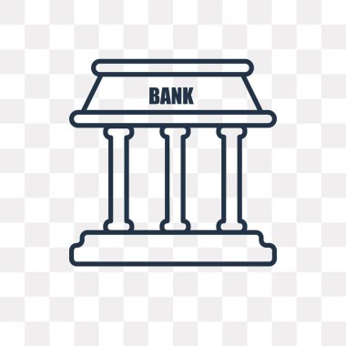 Banka vektör anahat simgesini şeffaf arka plan üzerinde yüksek kalitede doğrusal banka saydamlık kavramı izole olabilir kullanılan web ve mobil
