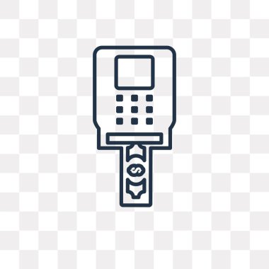 Atm vektör anahat simgesini şeffaf arka plan üzerinde yüksek kalitede doğrusal Atm saydamlık kavramı izole olabilir kullanılan web ve mobil