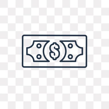 Para vektör anahat simgesini şeffaf arka plan üzerinde yüksek kalitede doğrusal para saydamlık kavramı izole olabilir kullanılan web ve mobil