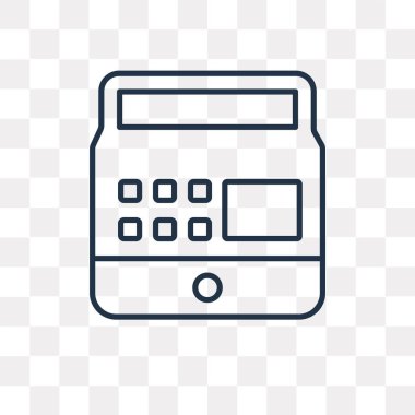 Vektör anahat simgesini şeffaf arka plan üzerinde izole kasa, yüksek kalitede doğrusal yazar kasa saydamlık kavramı kullanılan web ve mobil olabilir