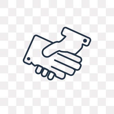 El sıkışma vektör anahat simgesini şeffaf arka plan üzerinde yüksek kalitede doğrusal el sıkışma saydamlık kavramı izole olabilir kullanılan web ve mobil