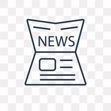 Gazete vektör anahat simgesini şeffaf arka plan üzerinde yüksek kalitede doğrusal gazete saydamlık kavramı izole olabilir kullanılan web ve mobil