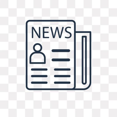 Gazete vektör anahat simgesini şeffaf arka plan üzerinde yüksek kalitede doğrusal gazete saydamlık kavramı izole olabilir kullanılan web ve mobil