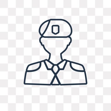 Asker vektör anahat simgesini şeffaf arka plan üzerinde yüksek kalitede doğrusal asker saydamlık kavramı izole olabilir kullanılan web ve mobil