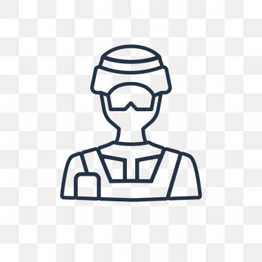 Asker vektör anahat simgesini şeffaf arka plan üzerinde yüksek kalitede doğrusal asker saydamlık kavramı izole olabilir kullanılan web ve mobil