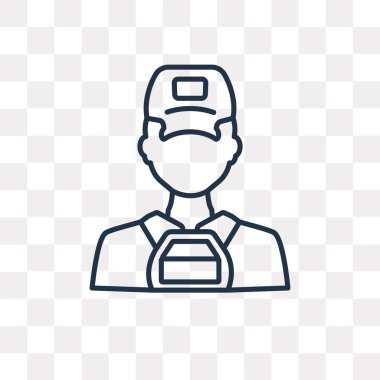 Teslimat adam vektör anahat simgesini şeffaf arka plan üzerinde yüksek kalitede doğrusal teslim adam saydamlık kavramı izole olabilir kullanılan web ve mobil