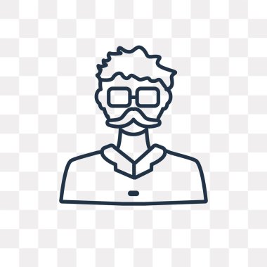 Saydam arka plan üzerinde yüksek kalitede doğrusal işadamı saydamlık kavramı izole iş adamı vektör anahat simgesini kullandığınız web ve mobil olabilir