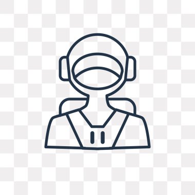 Astronot vektör anahat simgesini şeffaf arka plan üzerinde yüksek kalitede doğrusal astronot saydamlık kavramı izole olabilir kullanılan web ve mobil