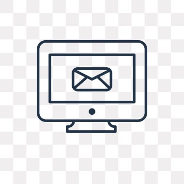 Saydam arka plan üzerinde yüksek kalitede doğrusal monitör saydamlık kavramı izole monitör vektör anahat simgesini kullandığınız web ve mobil olabilir