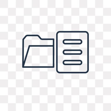 Dosya vektör anahat simgesini şeffaf arka plan üzerinde yüksek kalitede doğrusal dosya saydamlık kavramı izole olabilir kullanılan web ve mobil