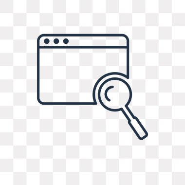 Kullandığınız web ve mobil tarayıcı vektör anahat simgesini şeffaf arka plan üzerinde yüksek kalitede doğrusal tarayıcı saydamlık kavramı izole olabilir