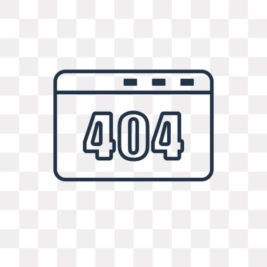 404 hata vektör anahat simgesini şeffaf arka plan üzerinde yüksek kalitede doğrusal 404 hata saydamlık kavramı izole olabilir kullanılan web ve mobil
