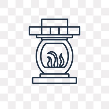 Şömine vektör anahat simgesini şeffaf arka plan üzerinde yüksek kalitede doğrusal şömine saydamlık kavramı izole olabilir kullanılan web ve mobil