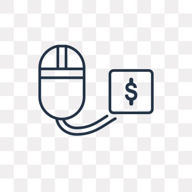 Saydam arka plan üzerinde yüksek kalitede doğrusal Pay per tıklayın saydamlık kavramı-ebilmek var olmak izole vektör anahat simgesini tıklatın başına ödeme kullanılan web ve mobil