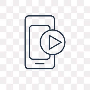 Kullandığınız web ve mobil video vektör anahat simgesini şeffaf arka plan üzerinde yüksek kalitede doğrusal Video saydamlık kavramı izole olabilir