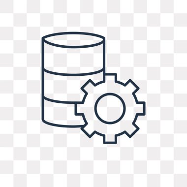 Veritabanı vektör anahat simgesini şeffaf arka plan üzerinde yüksek kalitede doğrusal veritabanı saydamlık kavramı izole olabilir kullanılan web ve mobil