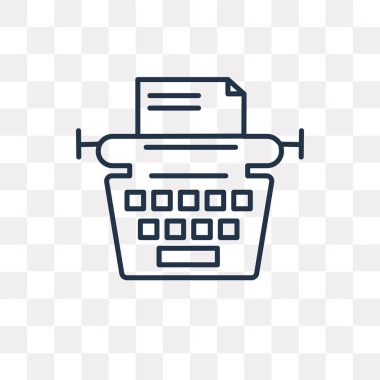 Daktilo vektör anahat simgesini şeffaf arka plan üzerinde yüksek kalitede doğrusal daktilo saydamlık kavramı izole olabilir kullanılan web ve mobil