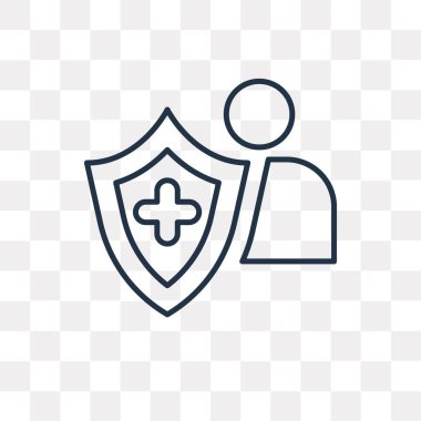 Sigorta vektör anahat simgesini şeffaf arka plan üzerinde yüksek kalitede doğrusal sigorta saydamlık kavramı izole olabilir kullanılan web ve mobil