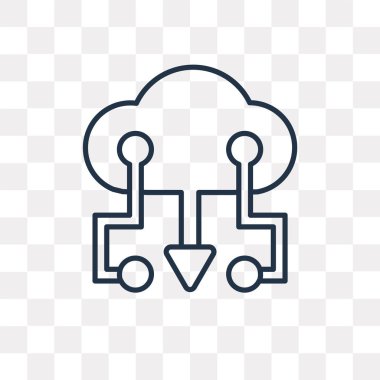 Bulut bilgi işlem vektör anahat simgesini şeffaf arka plan üzerinde izole, yüksek kalitede doğrusal bulut bilgi işlem saydamlık kavramı kullanılan web ve mobil olabilir