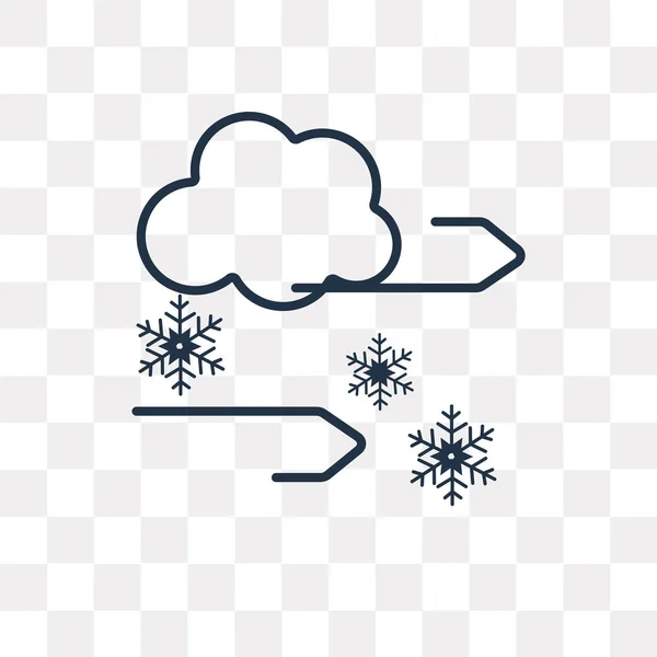 雪和风矢量轮廓图标隔离在透明的背景下 高品质的线性雪和风的透明度概念可以使用网络和移动 — 图库矢量图片