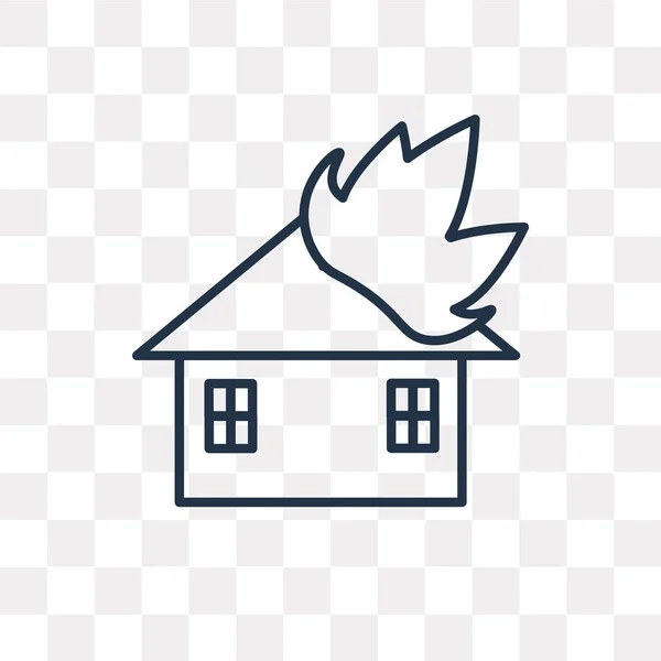 House Fire Vector Overzicht Pictogram Geïsoleerd Transparante Achtergrond Hoge Kwaliteit — Stockvector